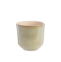 Cache-pot en céramique coloris jute vert Sandstone – 20 x 19,5 cm