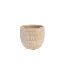 Cache-pot en céramique marron Sulco – 16 x 14 cm