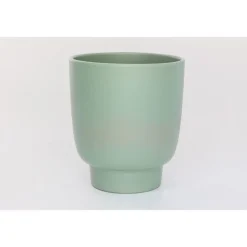 Cache-pot en céramique vert sauge mat Haut Calm - Ø 13/12 x H 15 cm