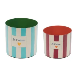 Cache-pot en métal Je t'aime taille 1 - Ø 12 x H 11 cm