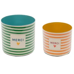 Cache-pot en métal Merci taille 1 - Ø 12 x H 11 cm