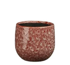 Cache-pot rond en céramique rouge Paola - Ø 14 x H 12 cm