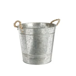 Cache-pot seau avec anses coloris gris Ø - 22,5 cm