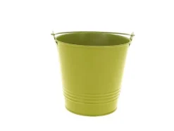 Cache-pot seau en zinc coloris vert - Ø 13 x H 12,5 cm