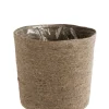Cache-pot vannerie naturelle coloris gris en jute - 18 x 16 x 13,5 cm