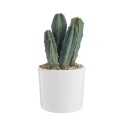 Cactus en pot émaillé blanc Ø 10 cm