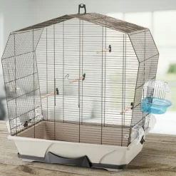 Cage à oiseaux exotiques et canaris coloris marron Savic Mary 50 avec fils cuivrés – 71,5 x 38,5 x 73,5 cm