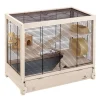 Cage en bois pin nordique coloris blanc Hamsterville - 60 x 34 x 49 cm