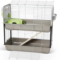 Cage pour lapin ou cobaye Caesar 3 double argent/vert