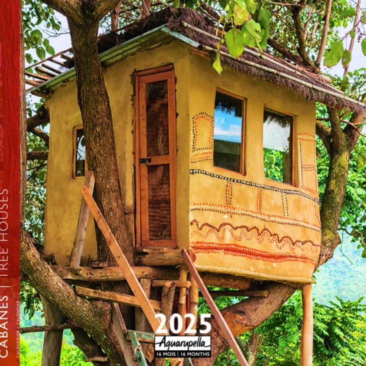 Calendrier 2025 cabane coloris multicolore Aquarupella - 30 x 30 cm