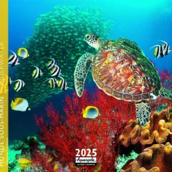 Calendrier 2025 monde sous-marin coloris multicolore Aquarupella - 16,5 x 16,5 cm