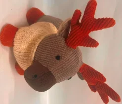 Cale-porte forme cerf gris et rouge en polyester