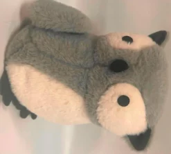 Cale-porte forme hibou gris et blanc en polyester