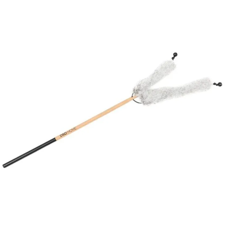 Canne à pêche pour chat coloris gris D&D Home Liva - 35 x 1,5 x 1,5 cm