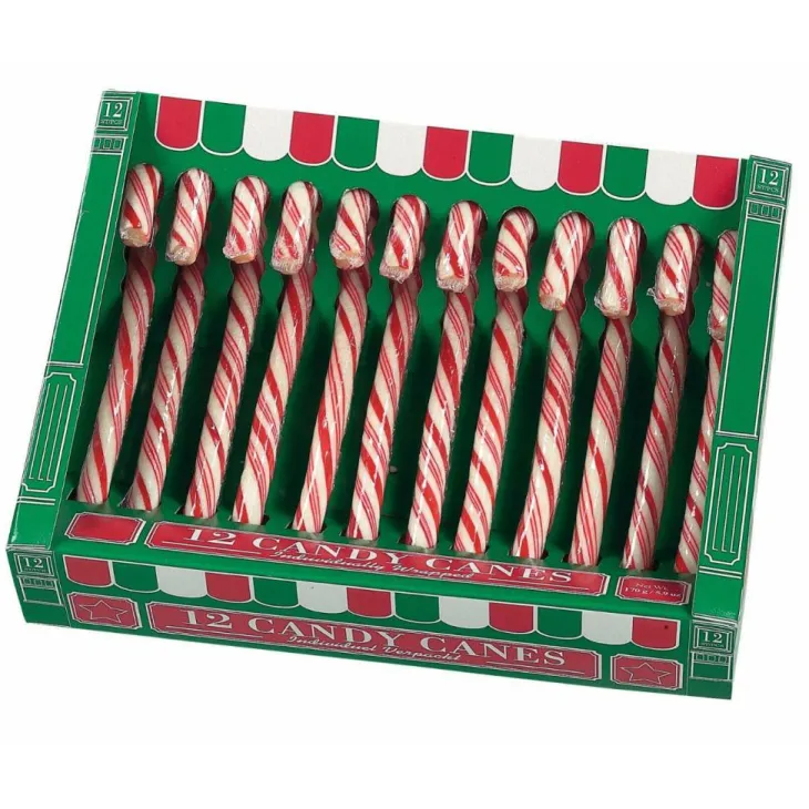 Cannes à sucre de Noël coloris blanc et rouge Hamlet - boîte de 12 (170 g)