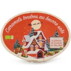 Caramels tendres au beurre salé bio Maison Armorine - dans une boîte ovale en bois de 250 g