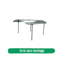Carport en aluminium toit arrondi en polycarbonate livré