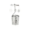 Carrousel photophore en métal argenté avec flocons - H 12 cm