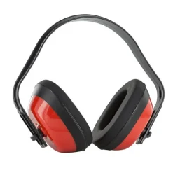 Casque à arceau réglable et coquilles en ABS rouge