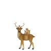 Cerf marron en résine avec animaux - 15 x 6 x 19,5 cm