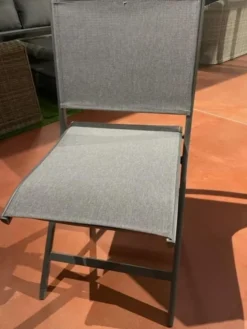 Chaise de jardin pliante en aluminium et polyester, gris - CREADOR Ara