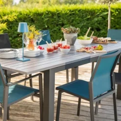 Chaise en aluminium graphite et textylène Abelia - 48 x 54 x 87 cm