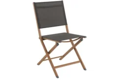 Chaise pliante en aluminium et teck anthracite CREADOR Timo