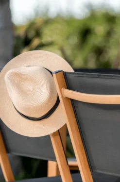 Chaise pliante en aluminium et teck anthracite CREADOR Timo