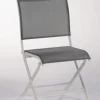 Chaise pliante grise en aluminium Proloisirs Elégance