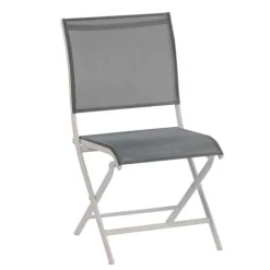 Chaise pliante grise en aluminium Proloisirs Elégance