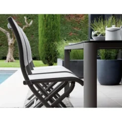 Chaise pliante grise en aluminium Proloisirs Elégance