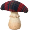 Champignon à chapeau tartan en terre cuite - 14 x 18 x 18,5 cm