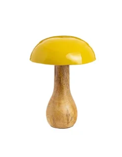 Champignon à poser tête emaillée coloris vert en bois de manguier - 14 x 10 x 10 cm