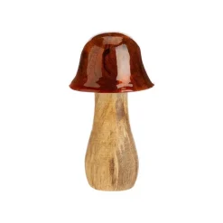Champignon décoratif à poser en bois marron - Ø 7 x H 13 cm