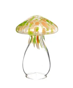 Champignon décoratif à poser coloris marron en verre - 17 x 11 cm