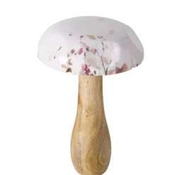 Champignon décoratif Bernada coloris marron en bois de manguier - Ø 10 cm