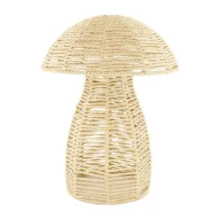 Champignon décoratif coloris beige en corde en papier - 28 cm