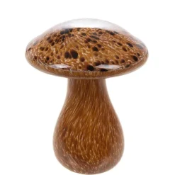 Champignon décoratif coloris marron en verre - 9 x 11 x 9 cm