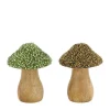 Champignon en bois de manguier avec chapeau en perles - Ø 5,5 x 8 cm