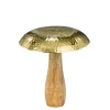 Champignon haut et rond en bois et résine or - Ø 20 x 23 cm
