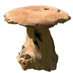 Champignon pour décoration extérieure coloris bois en teck - 40 cm