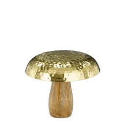 Champignon rond en bois et résine or - Ø 15 x 14 cm
