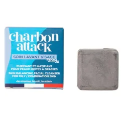 Charbon Attack soin lavant visage solide Bio Lamazuna - 28 ml