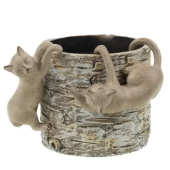 Chat beige en résine à suspendre pour cache-pot x 2 - 6 x 15 x 9,5 cm