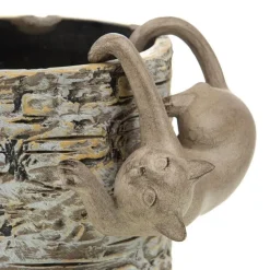 Chat beige en résine à suspendre pour cache-pot x 2 - 6 x 15 x 9,5 cm