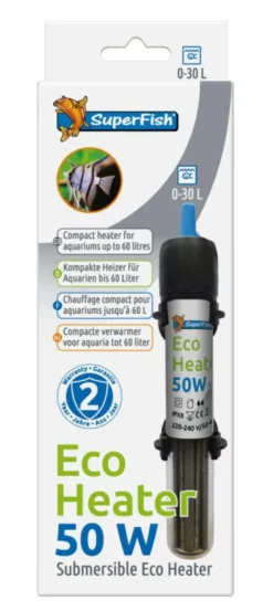 Chauffage pour petit aquarium coloris noir SuperFish Eco Heater 50W