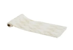 Chemin de table en polyester coloris blanc et or soft avec des lignes sequins – 28 cm x 3 m