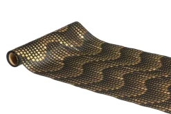 Chemin de table en tissu polyester noir et or Waves – 28 cm x 3 m