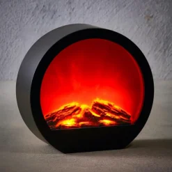 Cheminée ronde LED blanc chaud coloris blanc - 24,5 x 9 x 23 cm