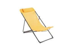 Chilienne en acier graphite et toile textylène moutarde - 122 x 60 cm